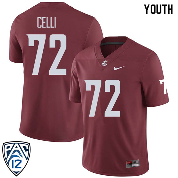 Youth #72 Kyle Celli Washington State Cougars College Football Jerseys Sale-Crimson